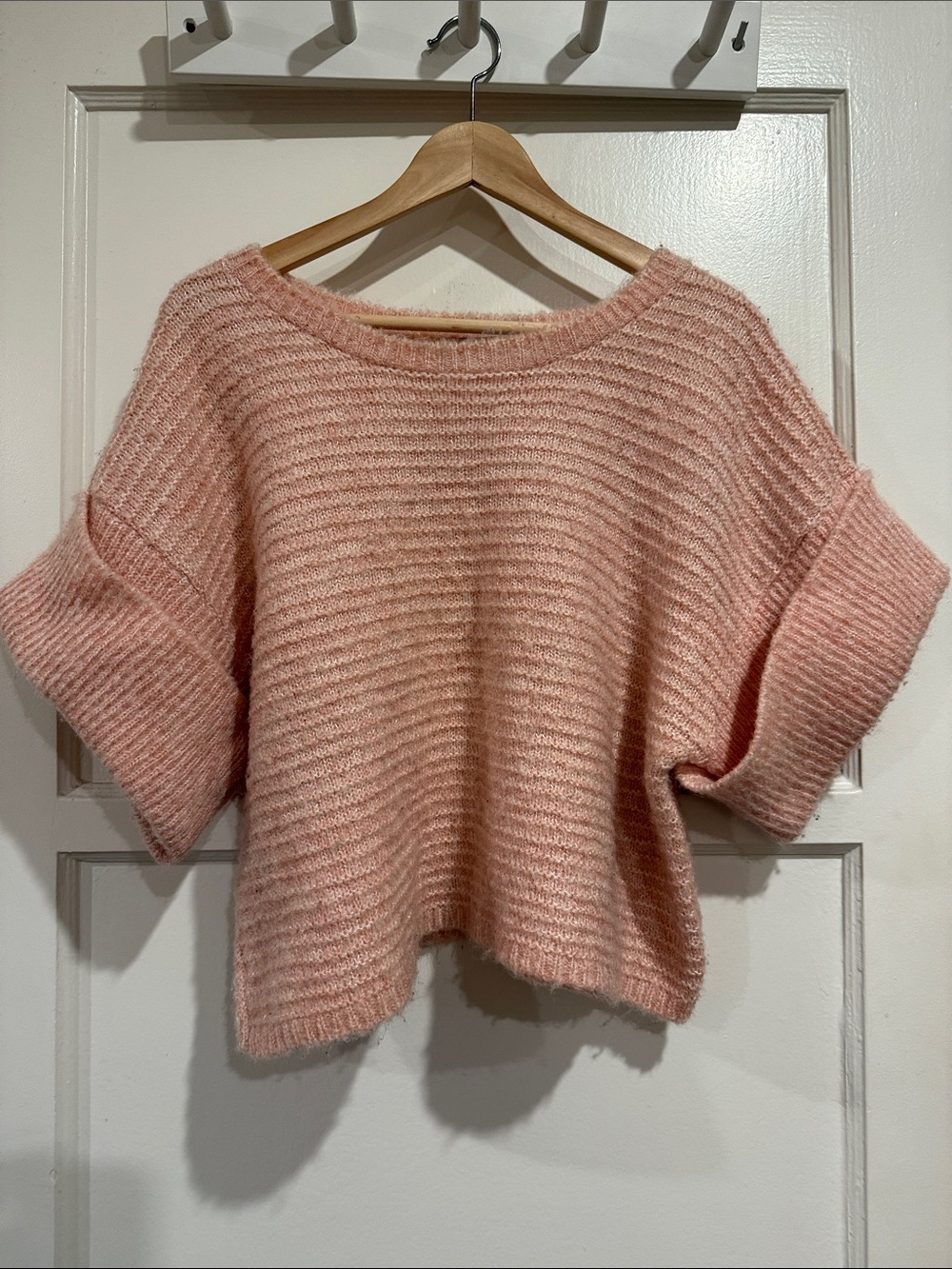 Diane Von Furstenberg Blush Pink Cozy Cropped Sweater • L